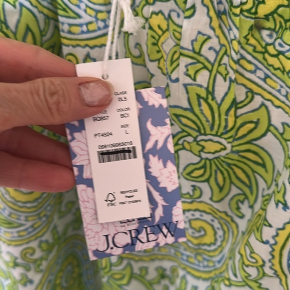 NWT SZ Blockprints x J.Crew Square-Neck Puff Sleeve Organic Cotton Mini Dress L - Picture 7 of 16